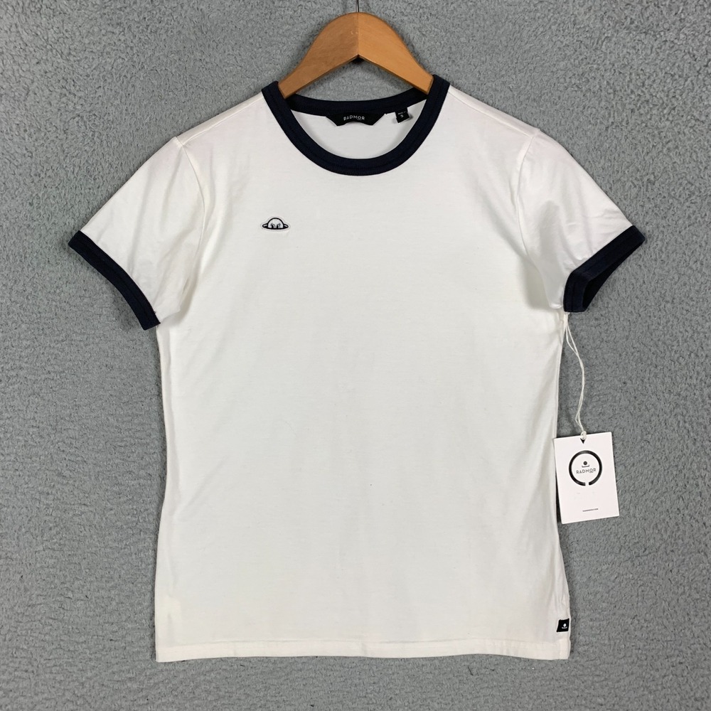 NWT Radmor Asa Ringer Tee Women's Small S Snow White/Black Pima Cotton Shirt $68